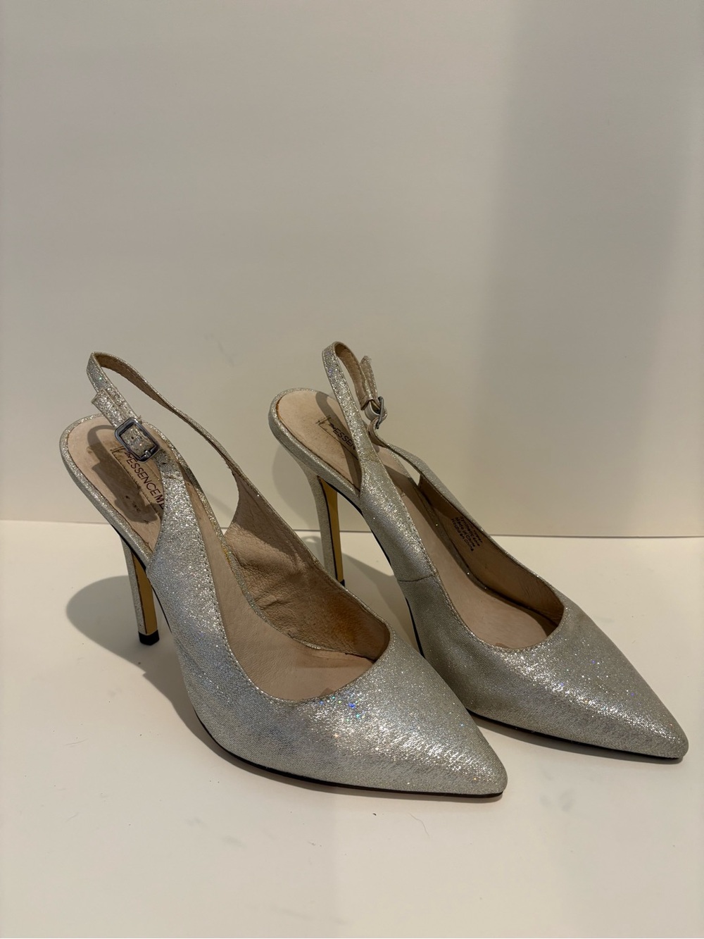 Sparkle Silver Slingback Pointed-Toe Heels - Picture 2 of 4